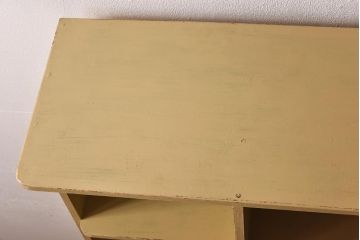 ペイント家具　モールガラス入り!　オープンラック付き本箱(本棚、食器棚、収納棚、飾り棚)