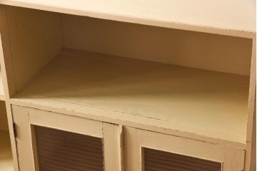 ペイント家具　モールガラス入り!　オープンラック付き本箱(本棚、食器棚、収納棚、飾り棚)