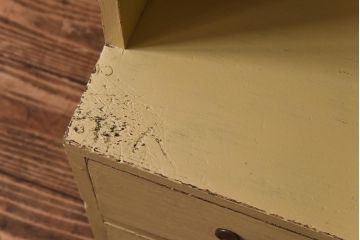 ペイント家具　モールガラス入り!　オープンラック付き本箱(本棚、食器棚、収納棚、飾り棚)