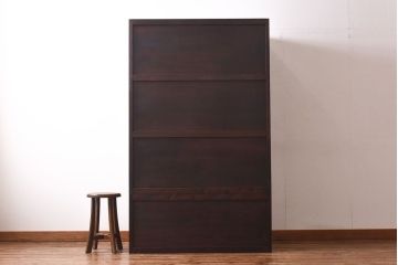中古　松本民芸家具　シックで上質なワードローブ(衣装箪笥、収納棚)(定価約52万円)(1)
