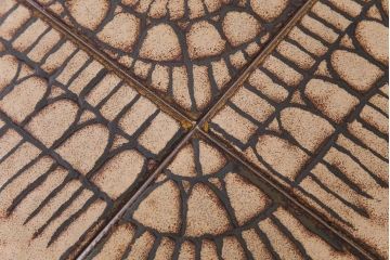 レトロ家具　デンマークビンテージ　レトロな柄のタイルトップセンターテーブル(コーヒーテーブル、ローテーブル)