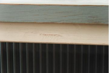 ペイント家具　モールガラスがおしゃれなアンティーク戸棚(収納棚、キャビネット)