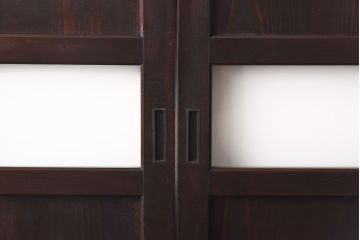 大正ロマン　色ガラスがアクセントのガラス帯戸(板戸、引き戸、建具)2枚セット