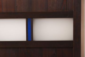 大正ロマン　色ガラスがアクセントのガラス帯戸(板戸、引き戸、建具)2枚セット