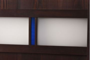 大正ロマン　色ガラスがアクセントのガラス帯戸(板戸、引き戸、建具)2枚セット