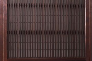 和製アンティーク　上手物　板ガラス裏障子留め　市松模様のガラス入り格子戸4枚セット(ガラス帯戸、引き戸、建具)