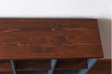 ペイント家具　リメイク品　シックな雰囲気漂う収納棚(ロッカー、オープンラック、引き出し)