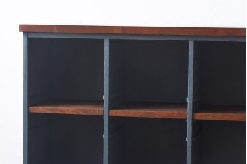 ペイント家具　リメイク品　シックな雰囲気漂う収納棚(ロッカー、オープンラック、引き出し)