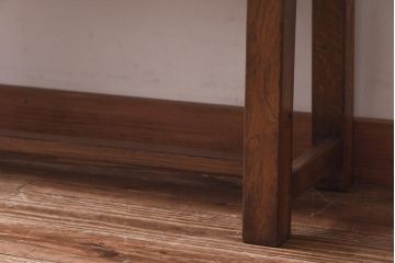 アンティーク雑貨　イギリスヴィンテージ　オーク材　こだわりの空間に取り入れたいシンプルな大型ベンチ(長椅子、飾り台、ビンテージ)