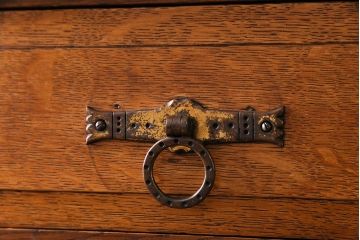 アンティーク家具 イギリスアンティーク 明るい色のオーク材が魅力のエレガントなキャビネット(食器棚、カップボード、飾り棚)