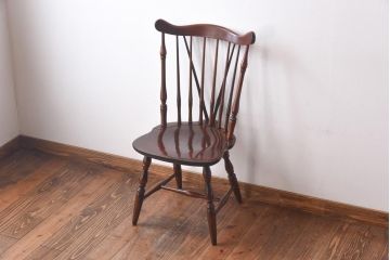 中古　飛騨産業　キツツキ　ブナ材　アンティークのようなウィンザーチェア(コムバックチェア、ダイニングチェア、ウインザーチェア)(1)