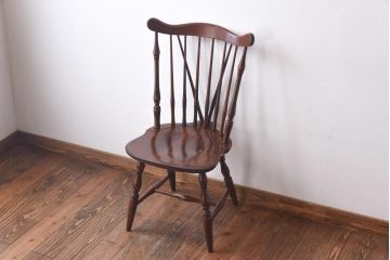 中古　飛騨産業　キツツキ　ブナ材　アンティークのようなウィンザーチェア(コムバックチェア、ダイニングチェア、ウインザーチェア)(2)