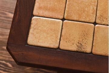 アンティーク雑貨　北欧ビンテージ　G-PLAN(ジープラン)　チーク材　タイル天板がおしゃれなネストテーブル(サイドテーブル)