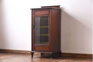 アンティーク家具　イギリスアンティーク　マホガニー材　気品漂う小振りなキャビネット(レコードケース、ミュージックキャビネット)