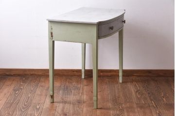 ペイント家具　シャビーなペイントカラーが魅力の小振りなコンソールテーブル(サイドテーブル、飾り台)