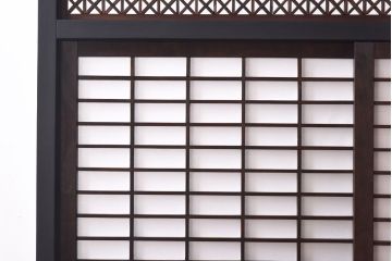 アンティーク雑貨　大正ロマン　当時物色ガラスで華やかさを加えたモダンな衝立(衝立障子、間仕切り)