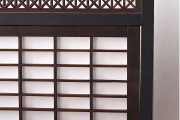アンティーク雑貨　大正ロマン　当時物色ガラスで華やかさを加えたモダンな衝立(衝立障子、間仕切り)