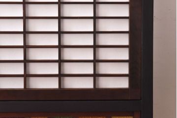 アンティーク雑貨　大正ロマン　当時物色ガラスで華やかさを加えたモダンな衝立(衝立障子、間仕切り)