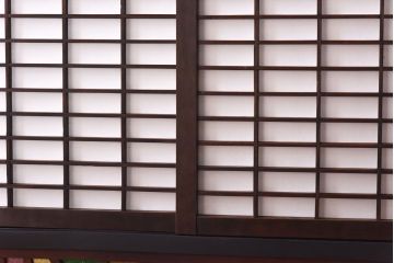 アンティーク雑貨　大正ロマン　当時物色ガラスで華やかさを加えたモダンな衝立(衝立障子、間仕切り)