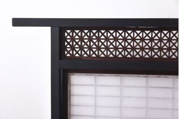 アンティーク雑貨　大正ロマン　当時物色ガラスで華やかさを加えたモダンな衝立(衝立障子、間仕切り)