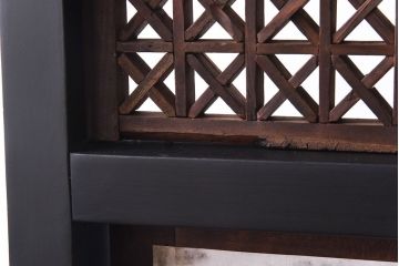 アンティーク雑貨　大正ロマン　当時物色ガラスで華やかさを加えたモダンな衝立(衝立障子、間仕切り)