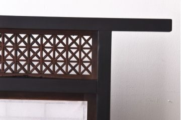 アンティーク雑貨　大正ロマン　当時物色ガラスで華やかさを加えたモダンな衝立(衝立障子、間仕切り)