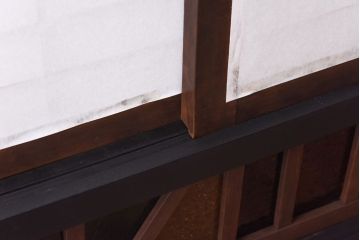 アンティーク雑貨　大正ロマン　当時物色ガラスで華やかさを加えたモダンな衝立(衝立障子、間仕切り)