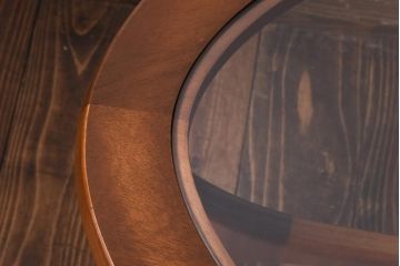 ヴィンテージ家具　北欧ビンテージ　Stonehill(ストーンヒル)　ガラストップのオーバル型センターテーブル(コーヒーテーブル)