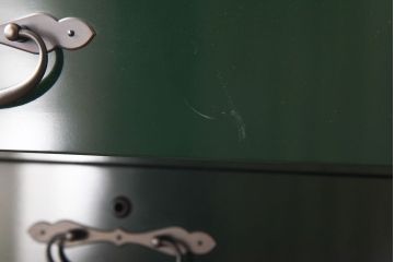 中古　二本松箪笥　田中家具　個性的でモダンな両開き戸付きチェスト(箪笥、引き出し)