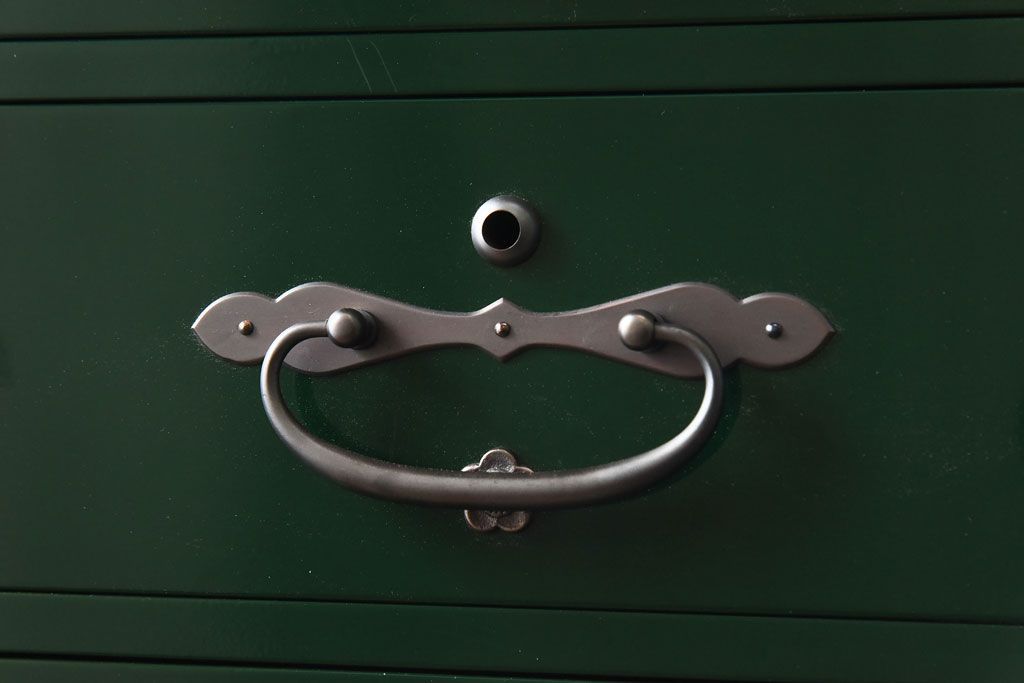 中古　二本松箪笥　田中家具　個性的でモダンな両開き戸付きチェスト(箪笥、引き出し)