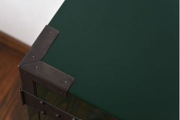 中古　二本松箪笥　田中家具　個性的でモダンな両開き戸付きチェスト(箪笥、引き出し)