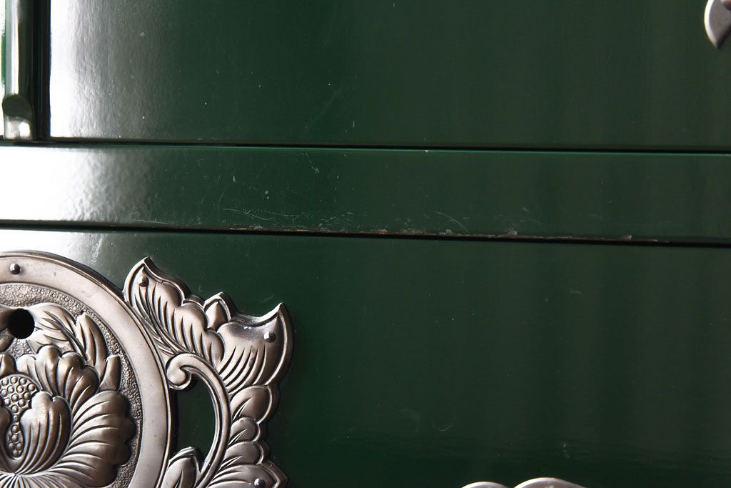 中古　二本松箪笥　田中家具　個性的でモダンな両開き戸付きチェスト(箪笥、引き出し)