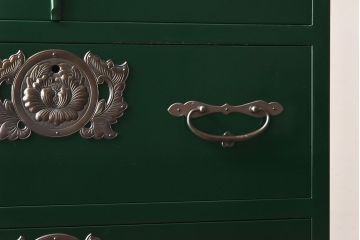 中古　二本松箪笥　田中家具　個性的でモダンな両開き戸付きチェスト(箪笥、引き出し)