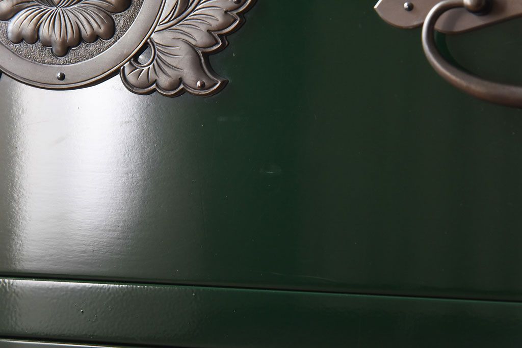 中古　二本松箪笥　田中家具　個性的でモダンな両開き戸付きチェスト(箪笥、引き出し)