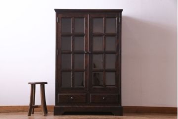 中古　北海道民芸家具　上質なつくりとクラシカルな佇まいが素敵な本箱・小(ブックケース、収納棚)