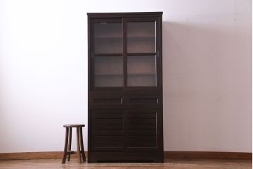 中古美品　松本民芸家具　上品な和の雰囲気漂う食器戸棚(食器棚、収納棚、キャビネット)