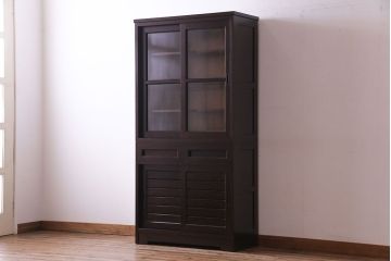 中古美品　松本民芸家具　上品な和の雰囲気漂う食器戸棚(食器棚、収納棚、キャビネット)