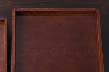 アンティーク雑貨　和製アンティーク　ケヤキ材　艶やかな漆塗りが目を引くお膳2個セット