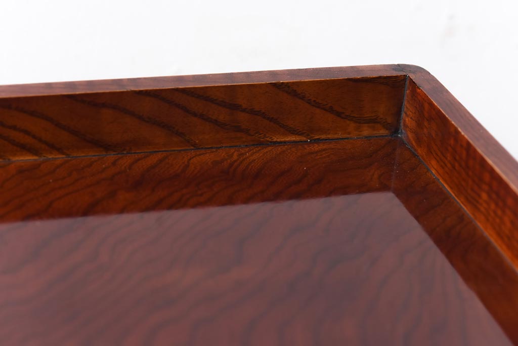 アンティーク雑貨　和製アンティーク　ケヤキ材　艶やかな漆塗りが目を引くお膳2個セット