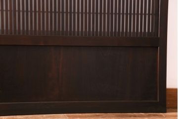 和製アンティーク　板ガラス裏障子留め　組子モチーフのデザインガラス入り格子戸2枚セット(帯戸、引き戸、建具)