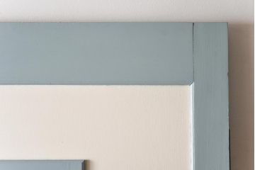 レトロ　色ガラス入り　淡い水色が爽やかなペイントドア(扉、建具)