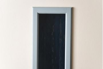 レトロ　色ガラス入り　淡い水色が爽やかなペイントドア(扉、建具)