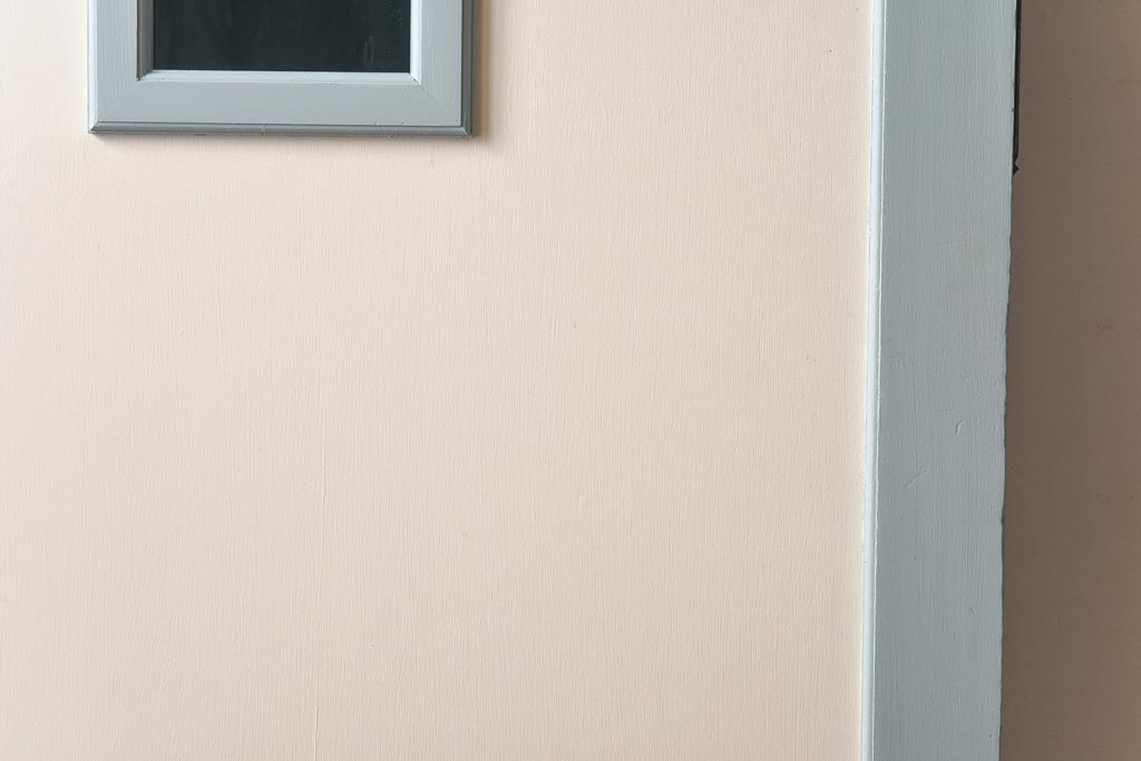 レトロ　色ガラス入り　淡い水色が爽やかなペイントドア(扉、建具)