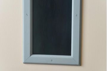 レトロ　色ガラス入り　淡い水色が爽やかなペイントドア(扉、建具)