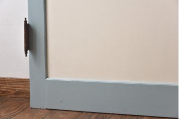レトロ　色ガラス入り　淡い水色が爽やかなペイントドア(扉、建具)