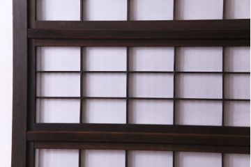 アンティーク　モダンな雰囲気漂う裏障子付き格子戸1枚(障子戸、引き戸、建具)