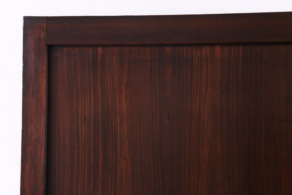 和製アンティーク　渋みのある色合いの格子帯戸1枚(引き戸、建具)(1)