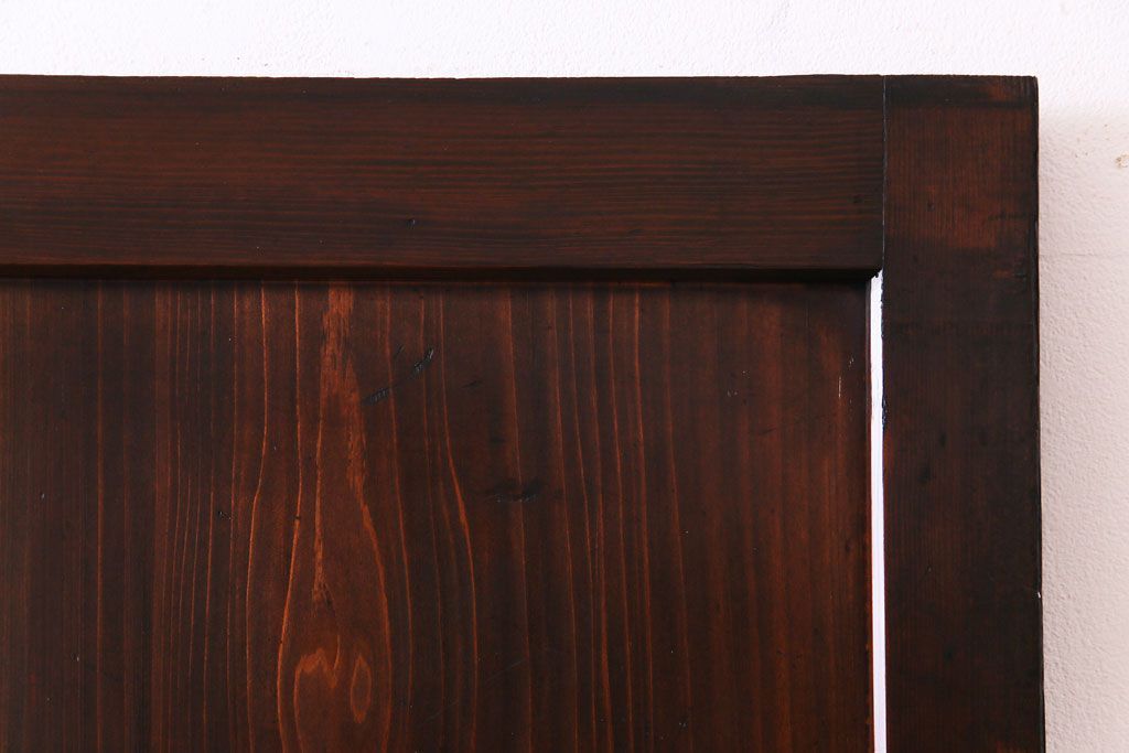 和製アンティーク　渋みのある色合いの格子帯戸1枚(引き戸、建具)(1)