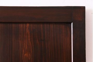 和製アンティーク　渋みのある色合いの格子帯戸1枚(引き戸、建具)(1)