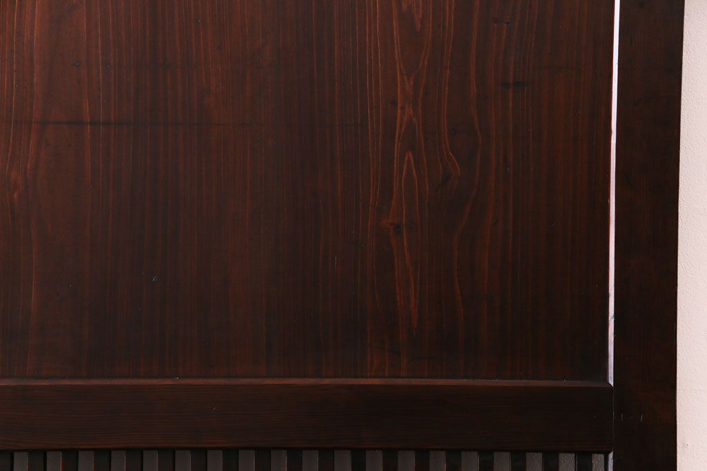 和製アンティーク　渋みのある色合いの格子帯戸1枚(引き戸、建具)(1)